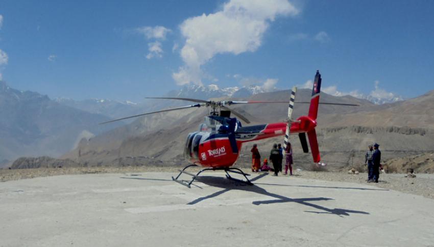 Helicopter at Muktinath Helipad